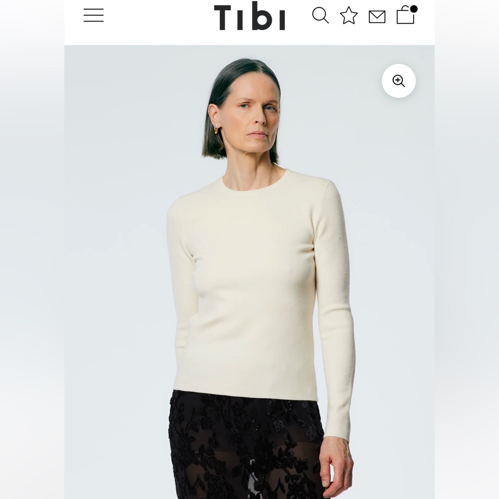 Tibi Double Faced Cashmere Long Sleeve Pullover